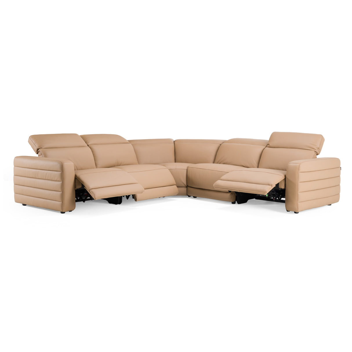 Bianca - Modern Brown Leather Sectional Sofa w/ 3 Recliners - View Image 1