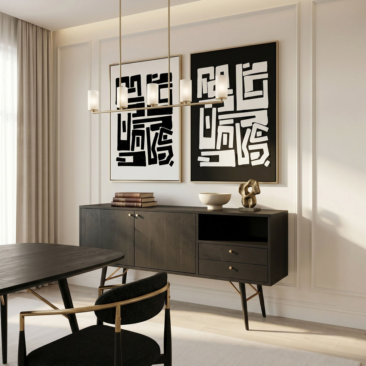 Modrest Billy Modern Black Oak & Gold Buffet
