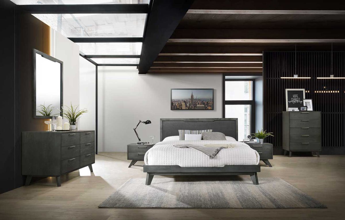 Queen Soria Modern Grey Wash Bedroom Set - View Image 1