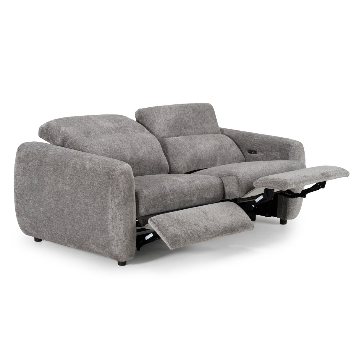 Brevig - Modern Grey Fabric Sofa w/ 2 Recliners - View Image 1