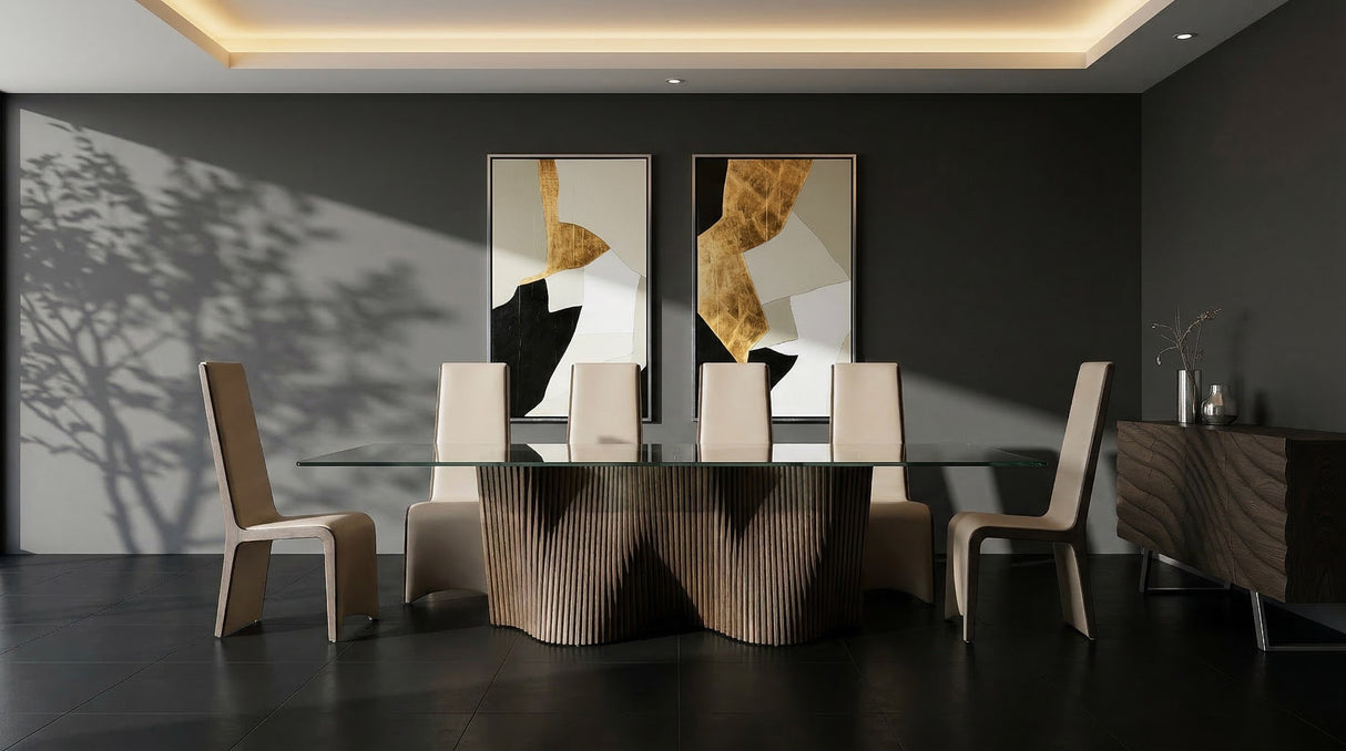 Byer - Modern Glass + Grey Ash Dining Table - View Image 1