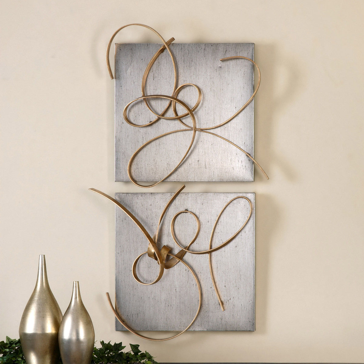 Harmony Metal Wall Art (Set of 2) - Gold / Silver by Uttermost - View 4