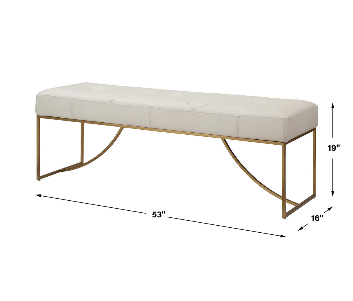 Swale Ivory Leather Bench - Beige by Uttermost - View 7