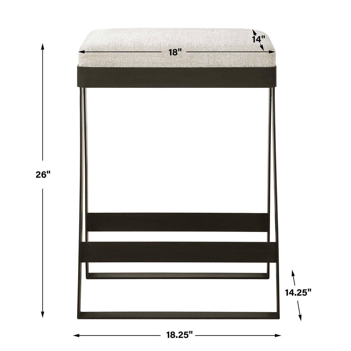 Hover Iron Counter Stool - Black / White by Uttermost - View 6