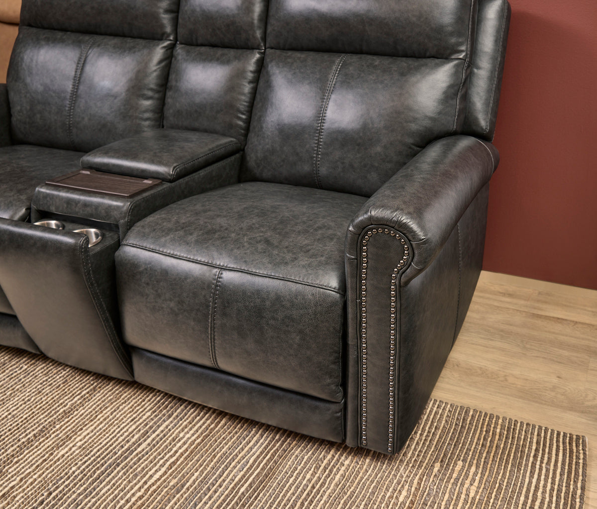 Alexander Power Reclining Loveseat With Console, Power Headrest & Lumbar - Weathered Stone Gray | Flexsteel
