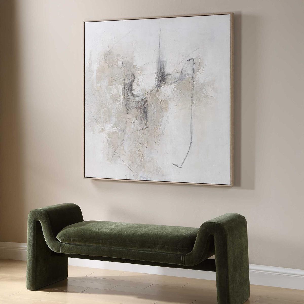 Still Crossing Abstract Painting - Gray / White by Uttermost - View 3