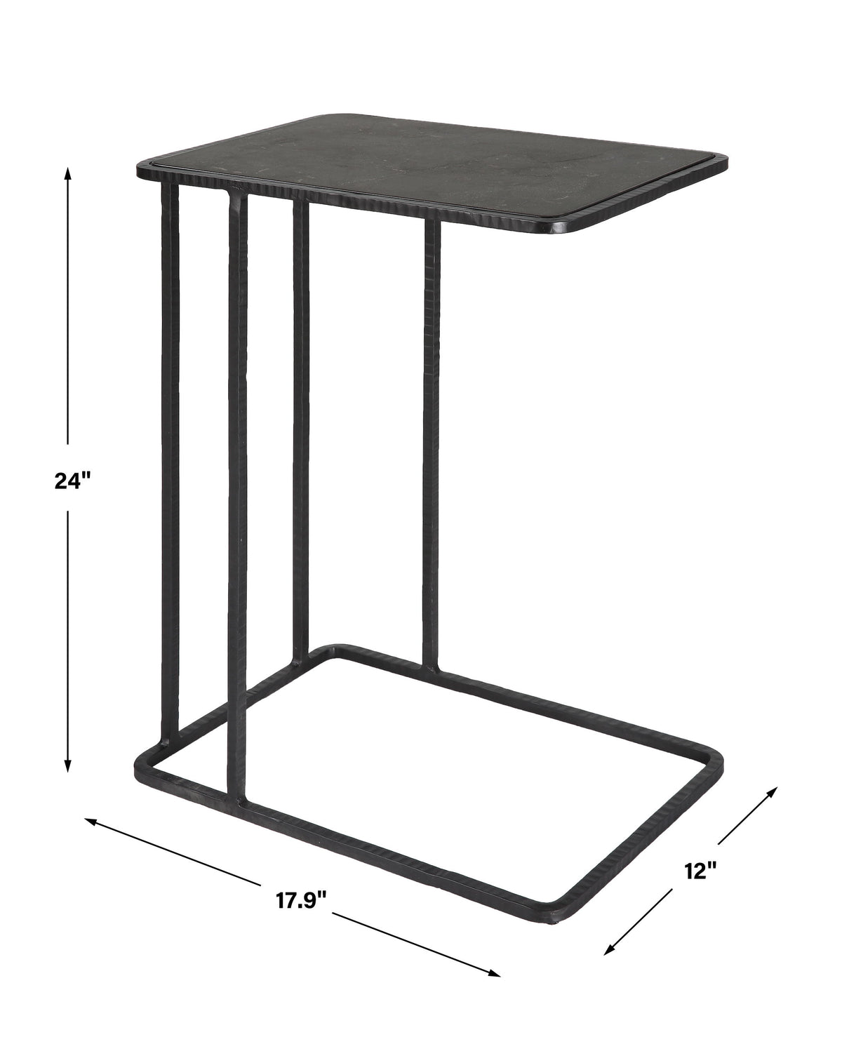 Cavern Stone & Iron Accent Table - Black by Uttermost - View 9