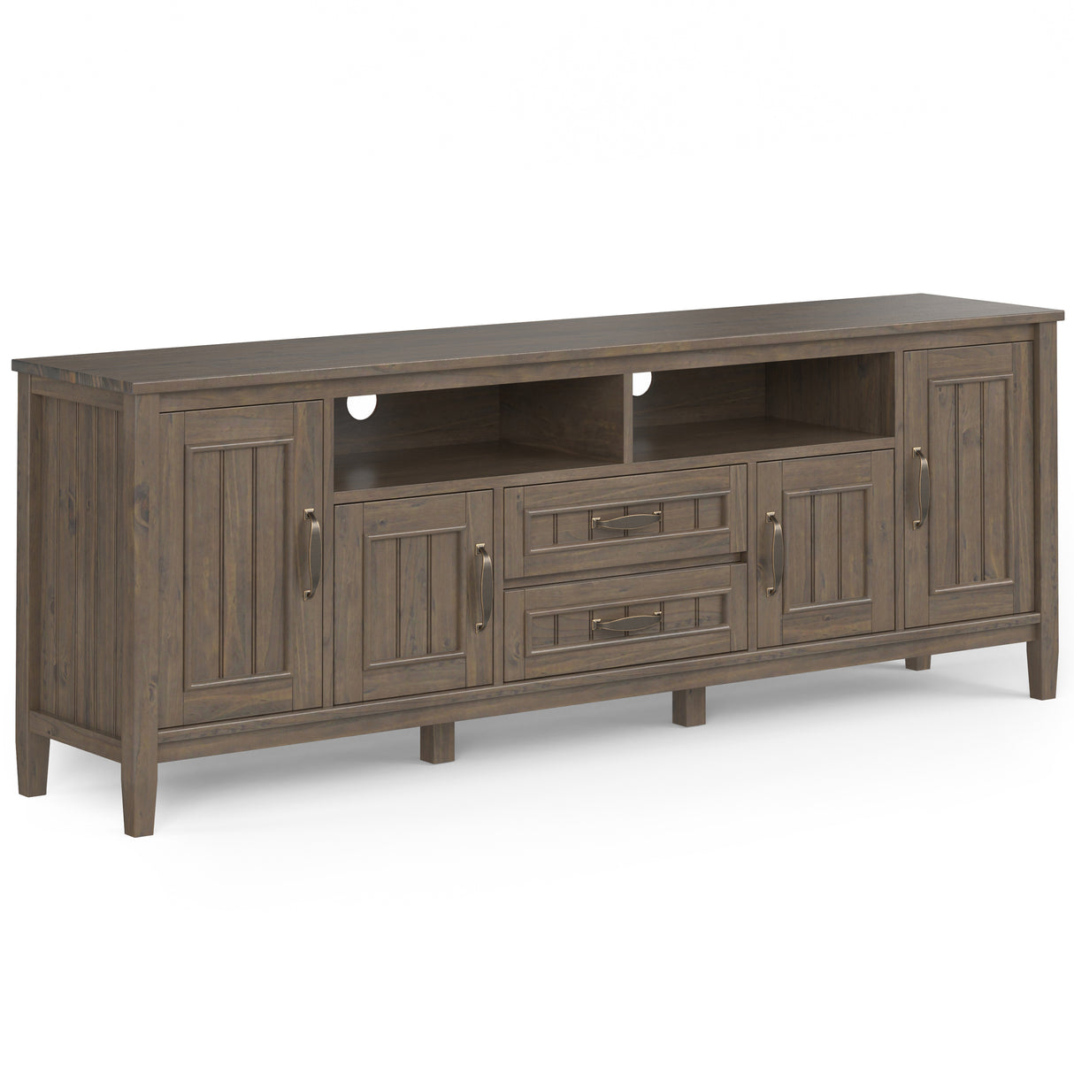 Lev 72 inch Wide Solid Wood TV Stand in Smokey Brown For TVs up to 80 inches