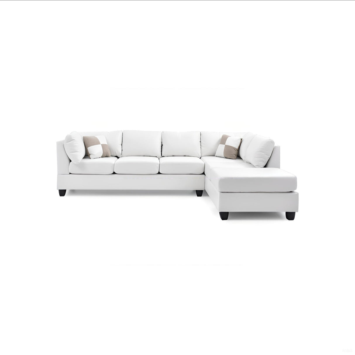 Malone G647B-SC Sectional Sofa with Pocketed Coil and Foam Seating, White PU, 111x78x34 inches