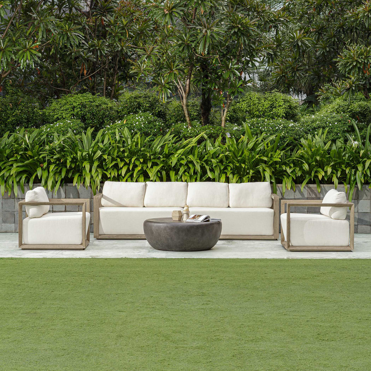 Remsen Outdoor Lounge Chair - Dark Gray / White by Uttermost - View 7
