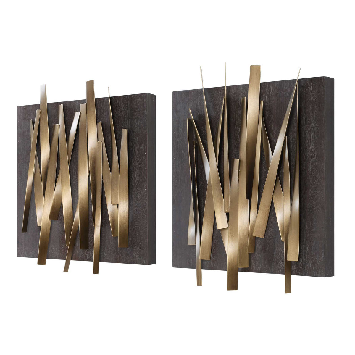 Crosshatch Metal Wall Decor (Set of 2) - Dark Brown / Bronze by Uttermost - View 4