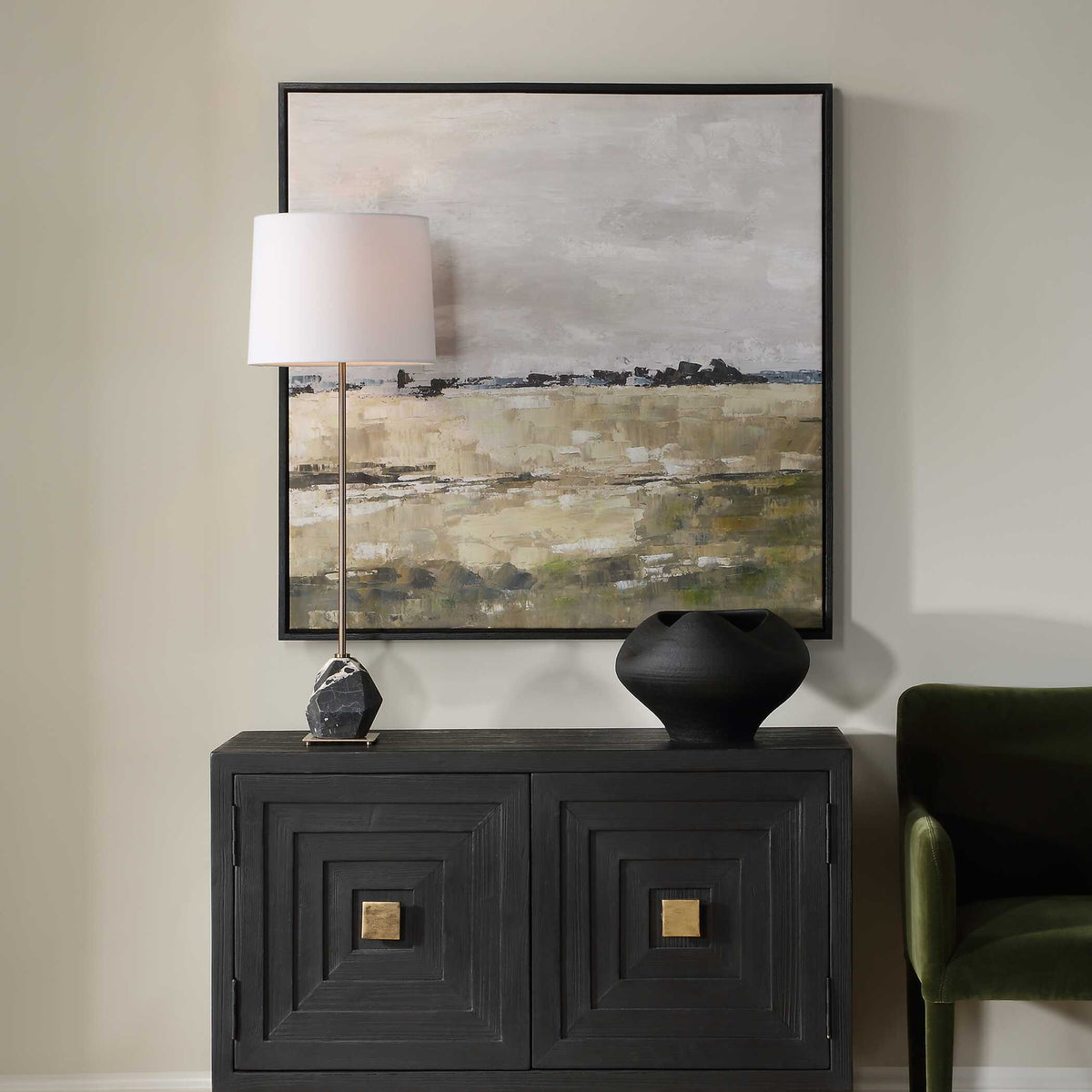 Fragment Hand Painted Landscape Art Black / Brown / Gray / Green / White - Gray / Light Brown by Uttermost - View 2