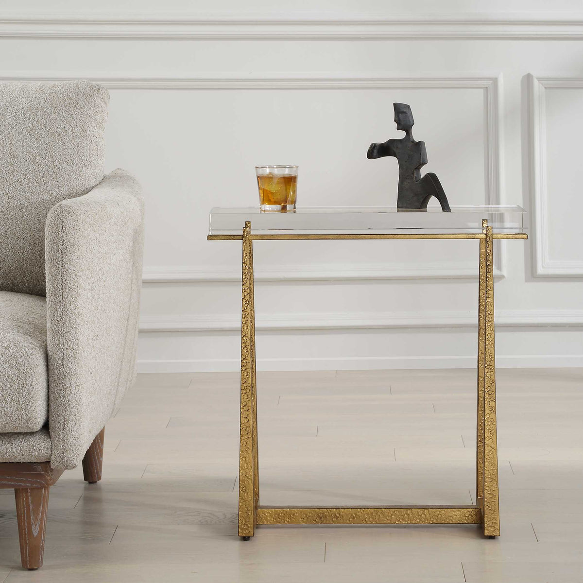 Midas Thick Crystal Accent Table - Gold by Uttermost - View 6