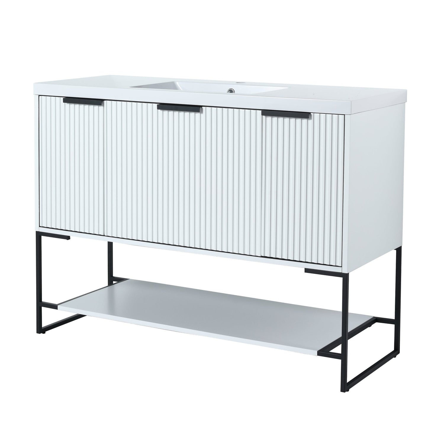 48 Inch Freestanding Bathroom Vanity With Resin Basin,48x18 - BVA01148WH | Home Elegance USA