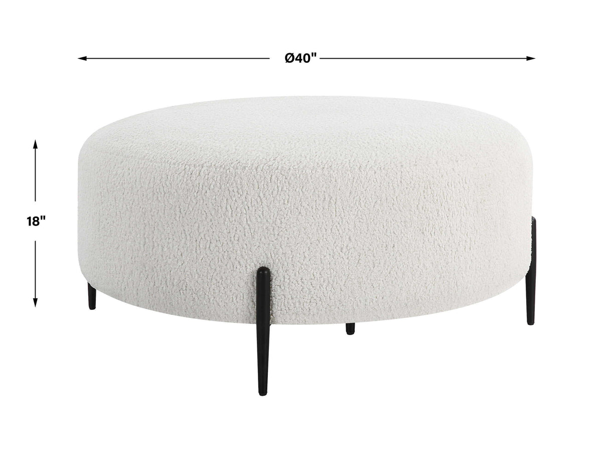 Arles Large Plush Ottoman - White by Uttermost - View 7
