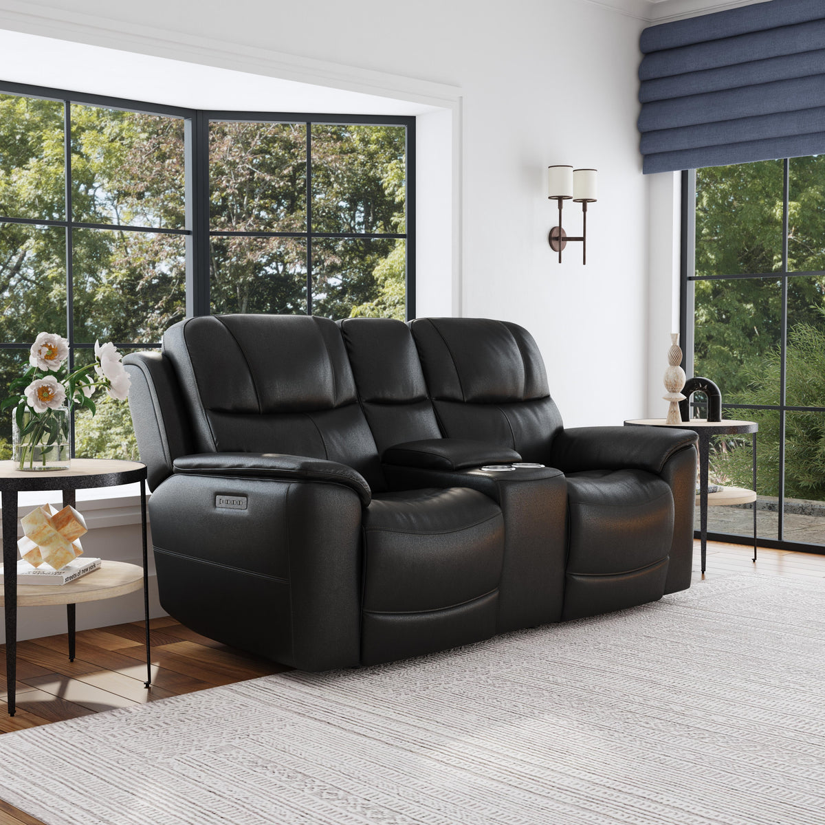 Crew Power Reclining Loveseat With Console, Power Headrests & Lumbar - Raven | Flexsteel