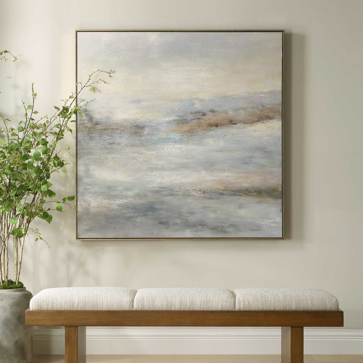 Say When Hand Painted Canvas Black / Blue / Brown / Gold / Gray / White - Blue / Gray by Uttermost - View 2