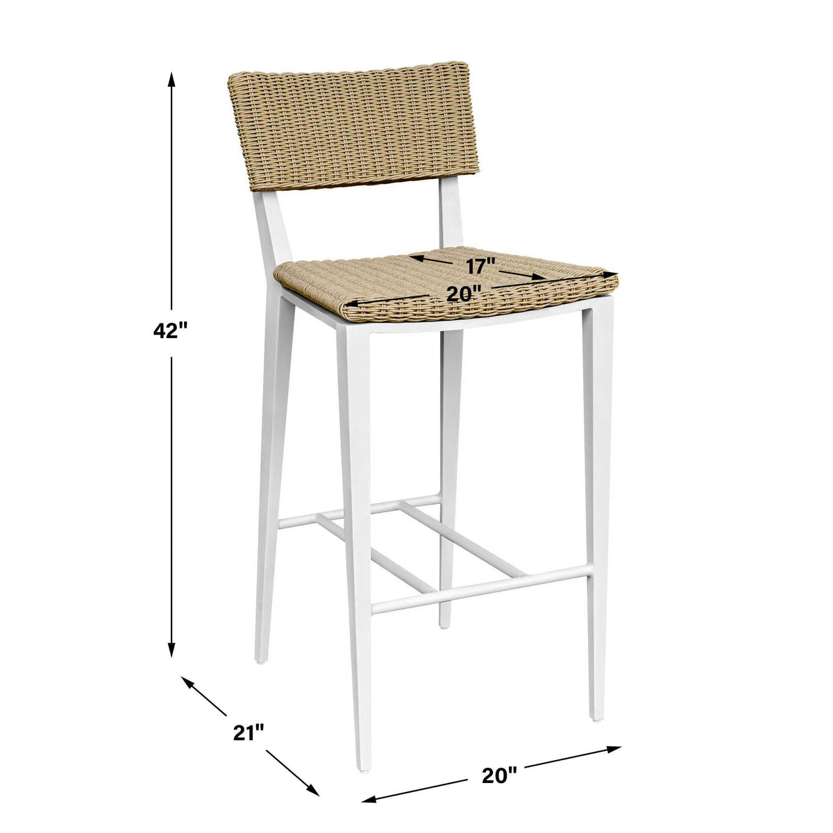 Calbas Outdoor Bar Stool White / Woodtone - White / Light Brown by Uttermost - View 11