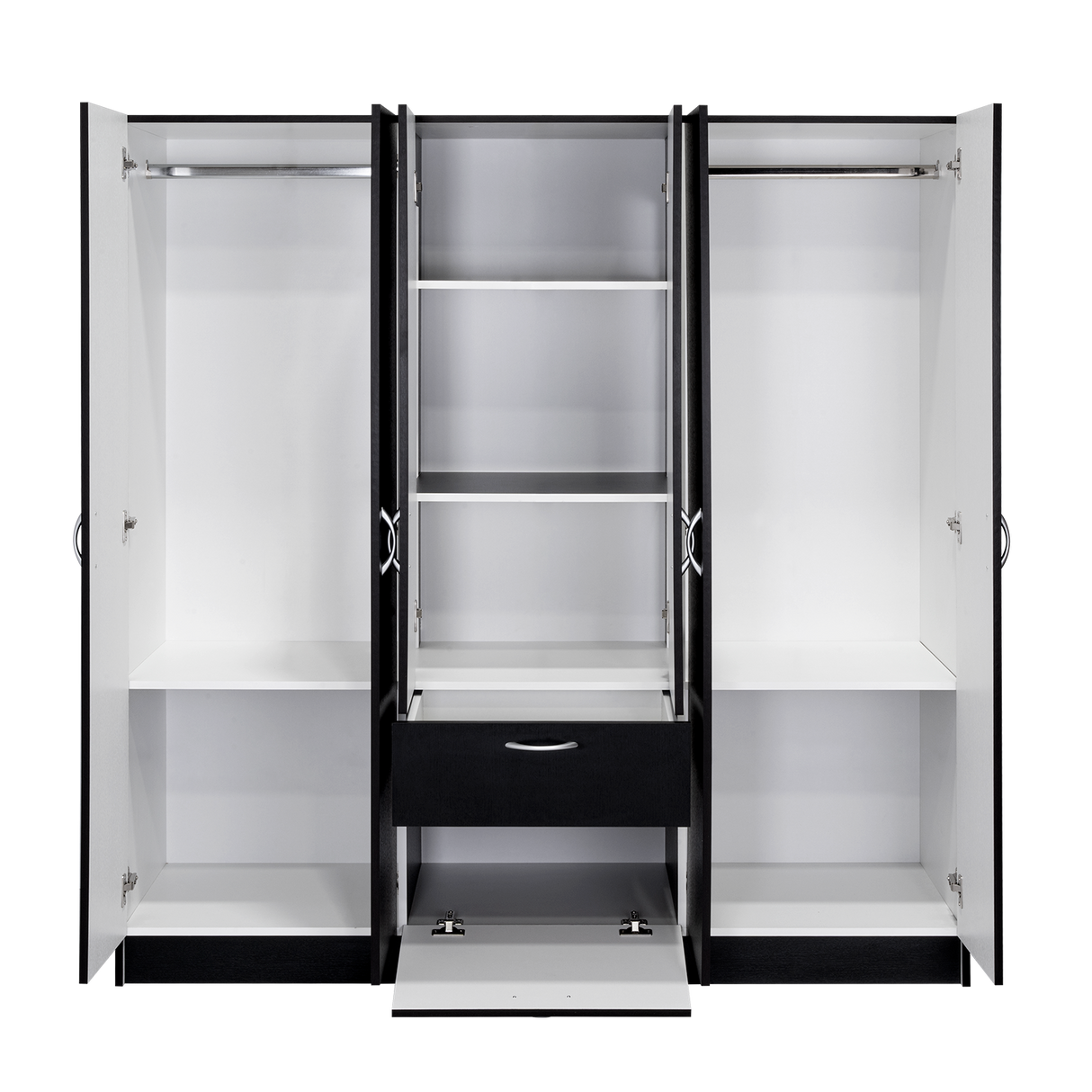 Six Doors Armoire Maya, Bedroom, Black / White - sold by Home Elegance USA