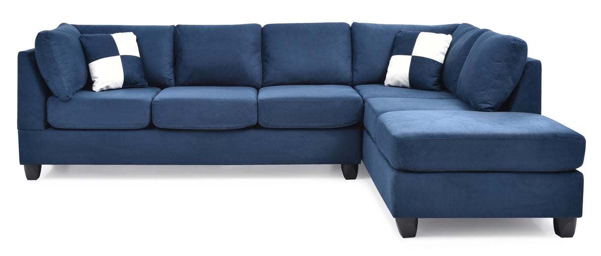 Malone G630B-SC Sectional (Without Ottoman) , NAVY BLUE