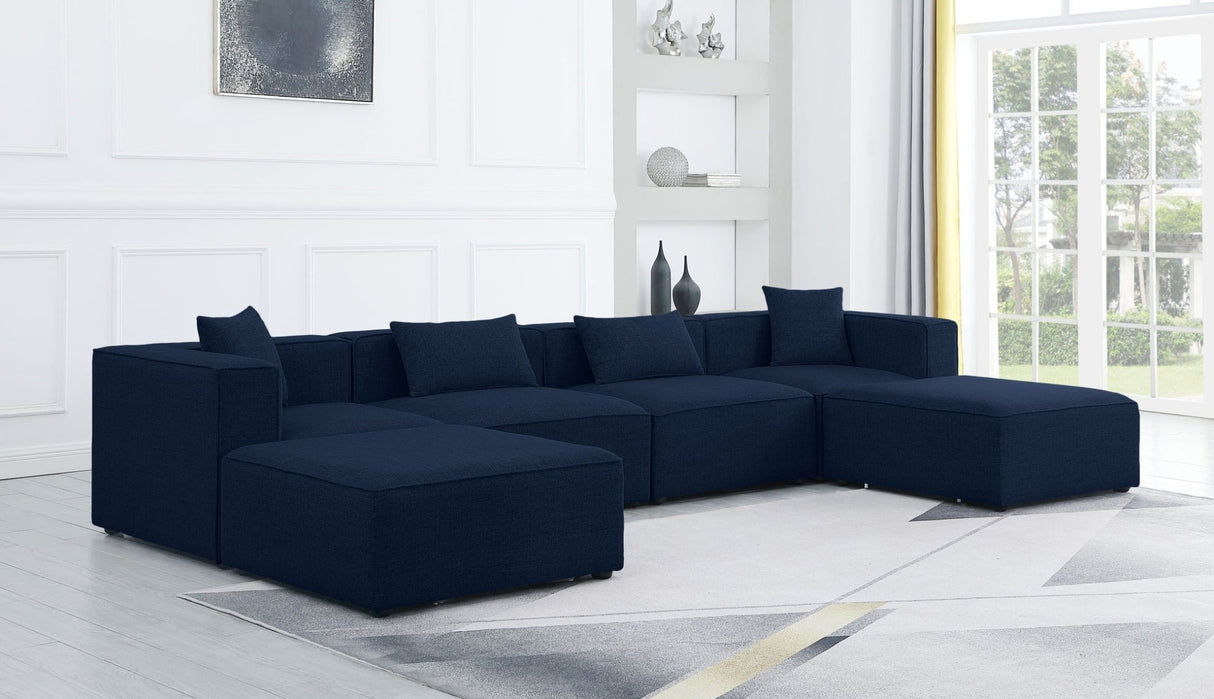 Cube - Modular Sectional 6 Piece - Navy - Modern & Contemporary | Home Elegance USA