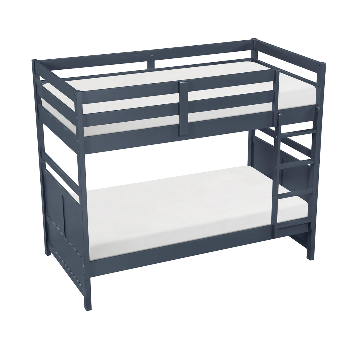 Bunk Bed Twin Over Twin Navy Blue Finish Sturdy Wood Frame Guard Rails Youth Bedroom Furniture 1pc - sold by Home Elegance USA