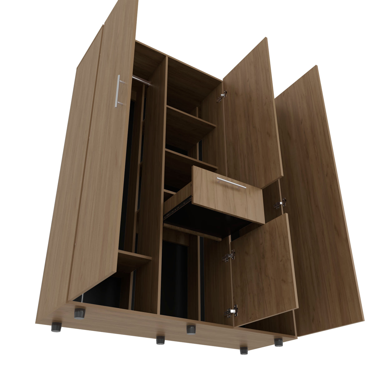 FM FURNITURE Alamo Lake Armoire Multi-storage with one Drawer, Natural Oak - sold by Home Elegance USA