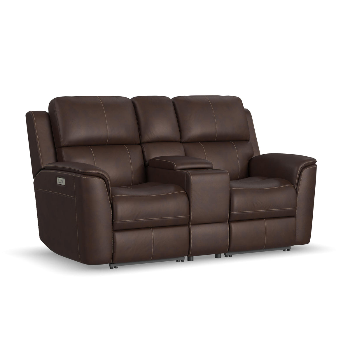 Henry Power Reclining Loveseat With Console & Power Headrests & Lumbar - Burnt Umber | Flexsteel