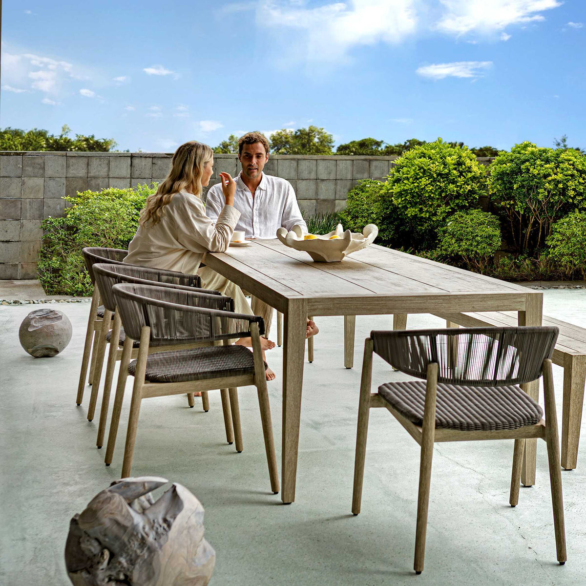 Kirkham Wooden Outdoor Dining Table Woodtone - Light Brown by Uttermost - View 2