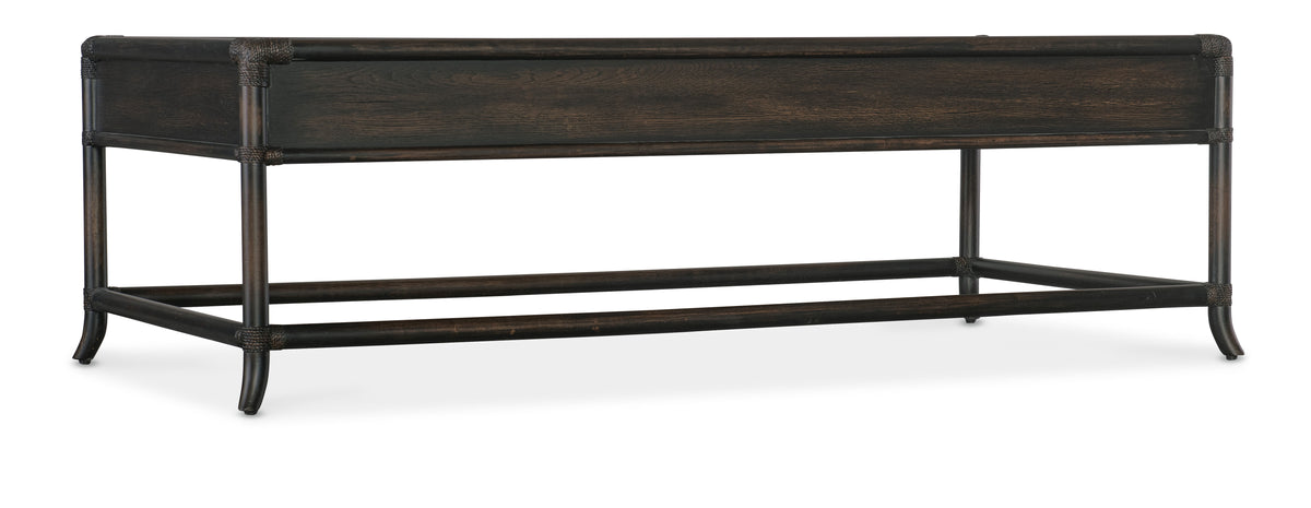Retreat Pole Rattan Coffee Table - Dark Brown / Black by Hooker Furniture - View 3