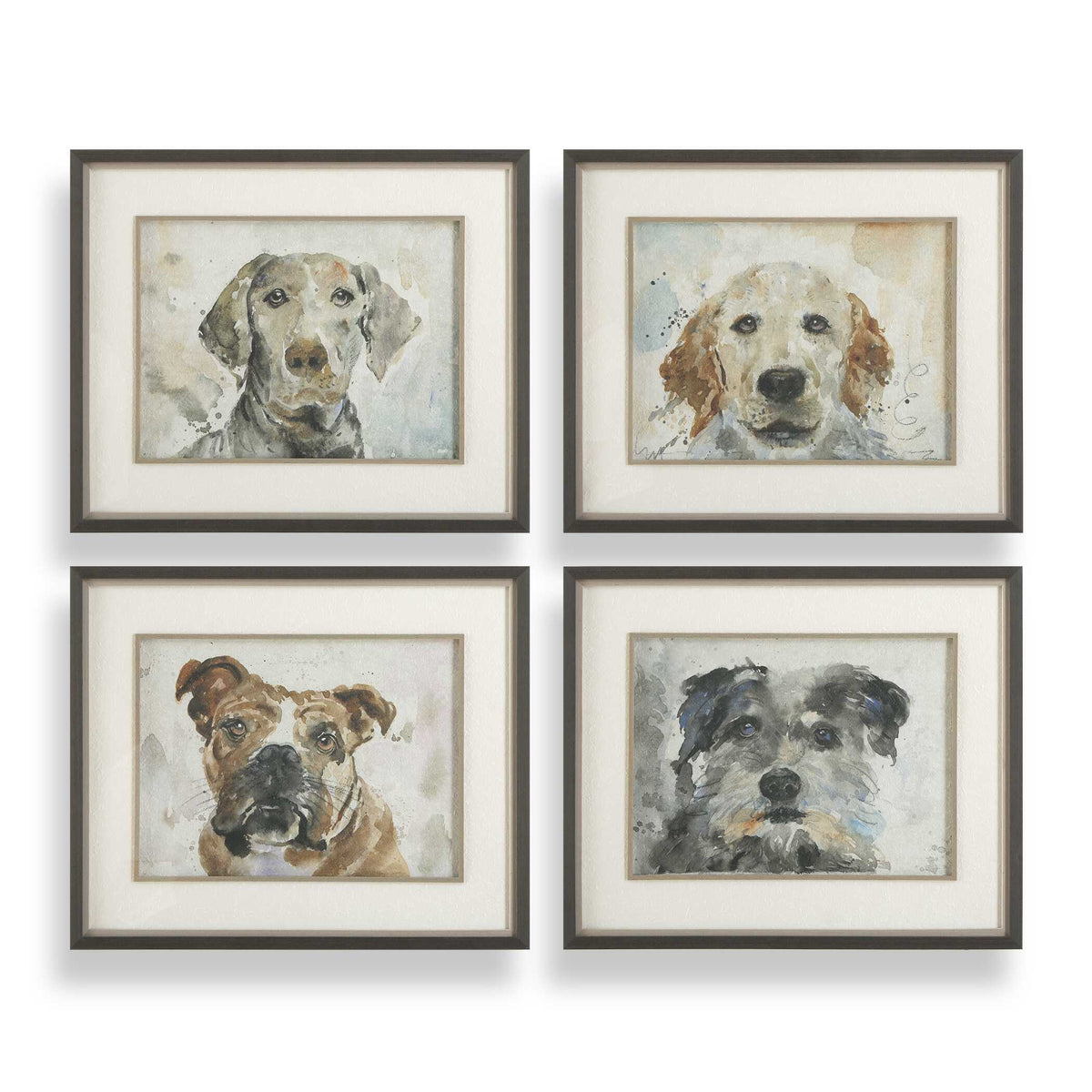 Dog Days Framed Prints (Set of 4) Black / Blue / Brown / Gray / Orange / White - Light Brown / Gray by Uttermost - View 1
