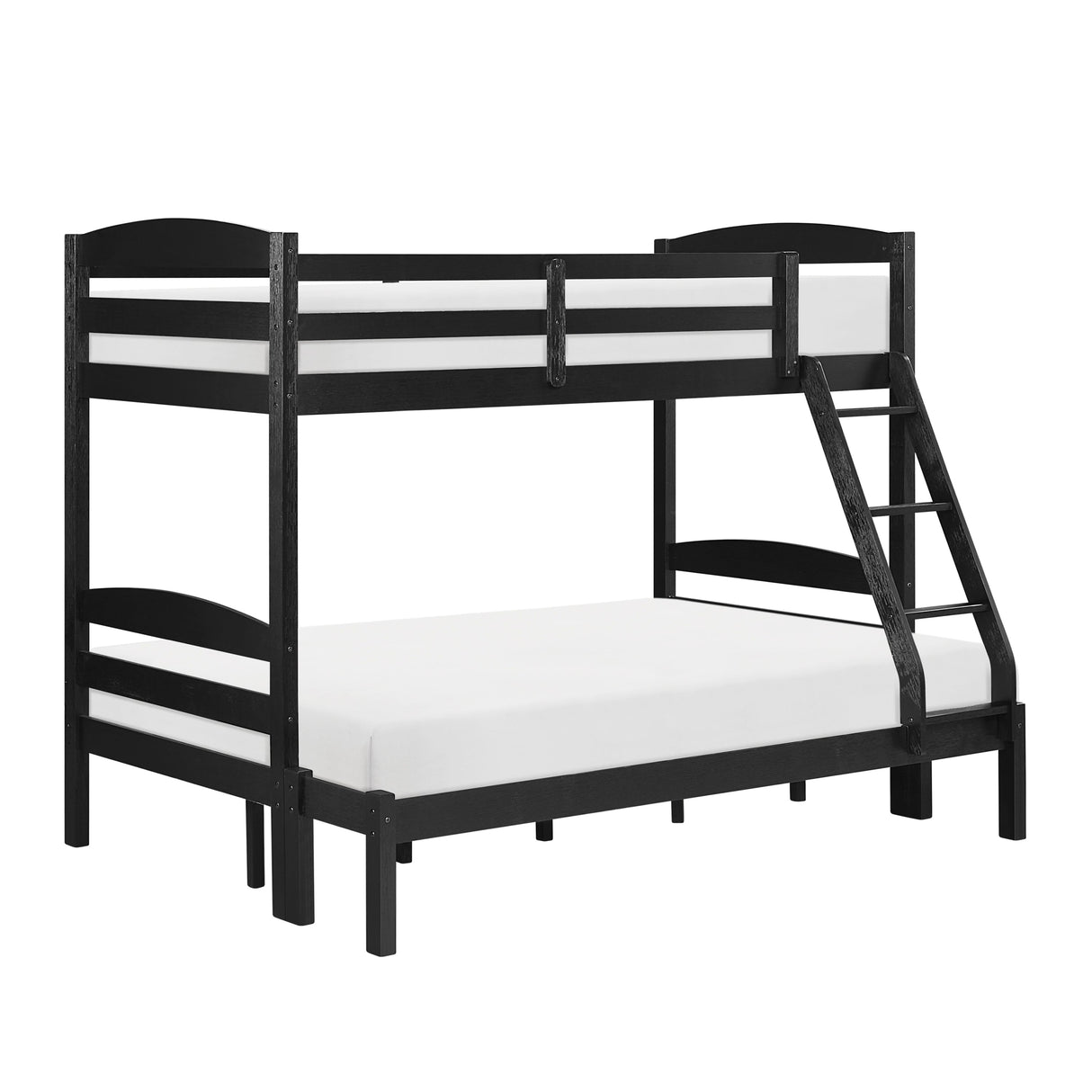 Twin over Full Bunk Bed with Guard Rails 1pc Sturdy Wooden Black Finish Youth Bedroom Furniture - sold by Home Elegance USA