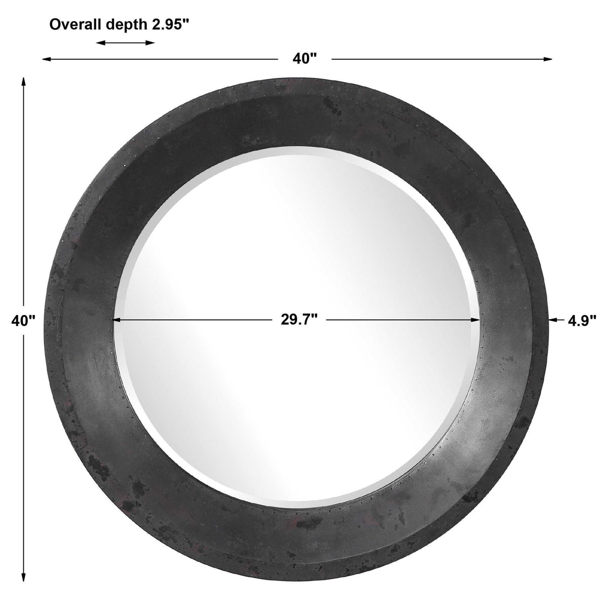 Frazier Round Industrial Mirror - Black by Uttermost - View 6