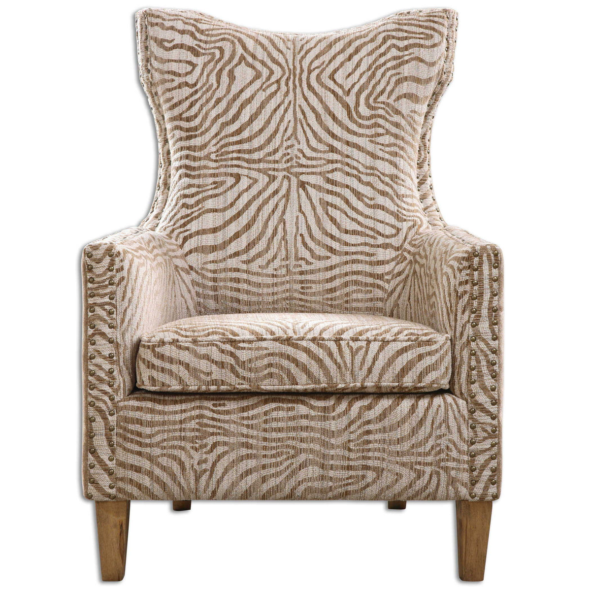 Kiango Animal Pattern Armchair - Light Brown / White by Uttermost - View 1