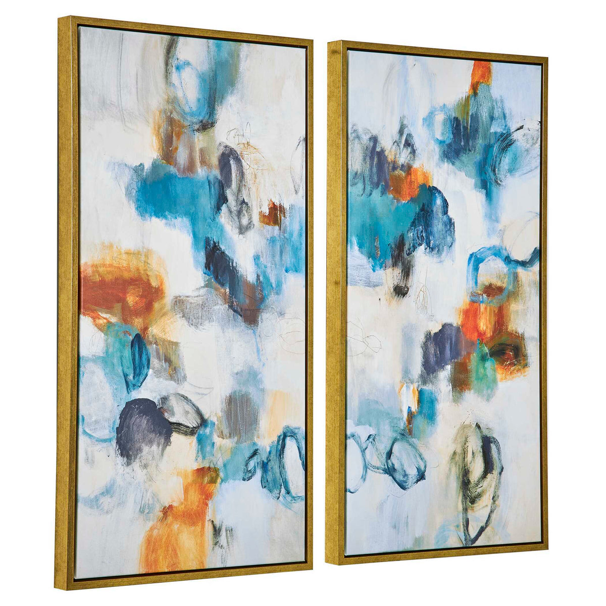 Casual Moments Framed Abstract Art (Set of 2) - Blue by Uttermost - View 4