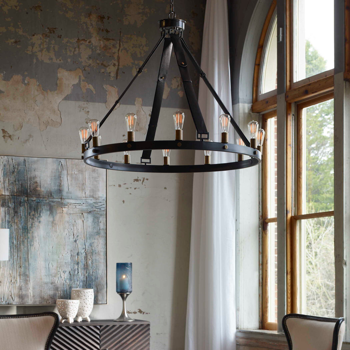 Marlow 12 Light Circle Chandelier - Black by Uttermost - View 2
