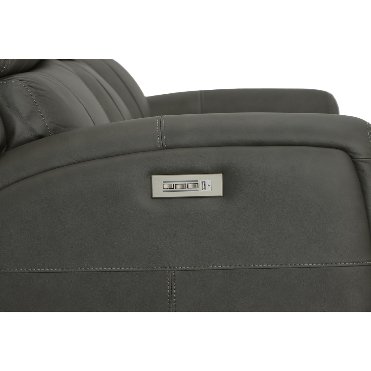 Linden Power Reclining Sofa With Power Headrests & Lumbar - Charcoal | Flexsteel