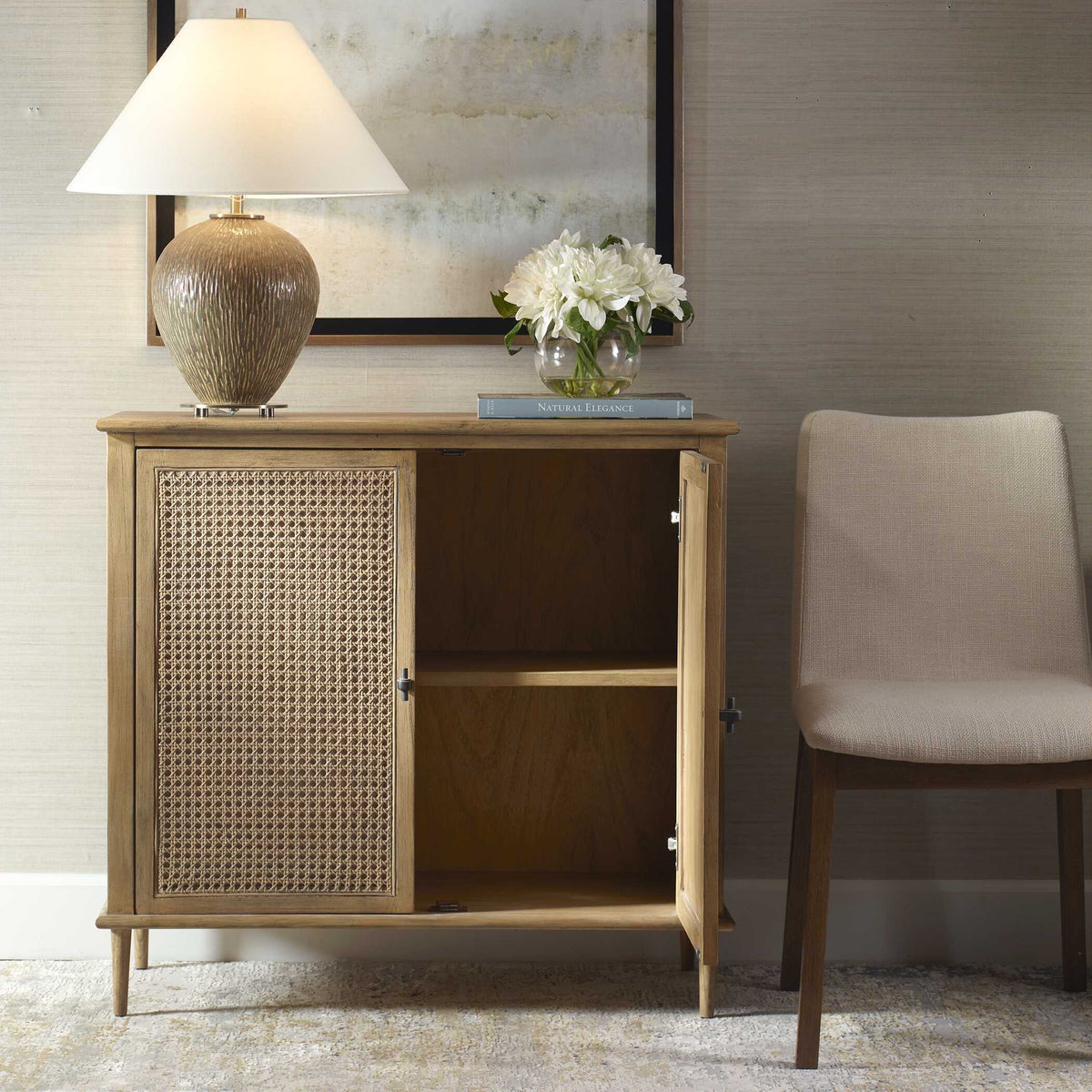 Coast 2 Door Rattan Cabinet Woodtone - Light Brown by Uttermost - View 4