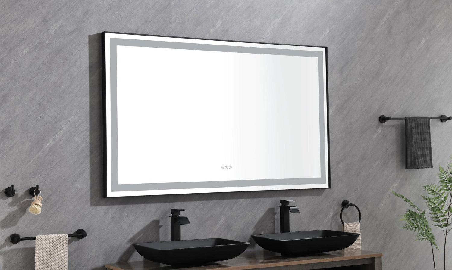 72*48 LED Lighted Bathroom Wall Mounted Mirror with High Lumen+Anti - Fog Separately Control | Home Elegance USA