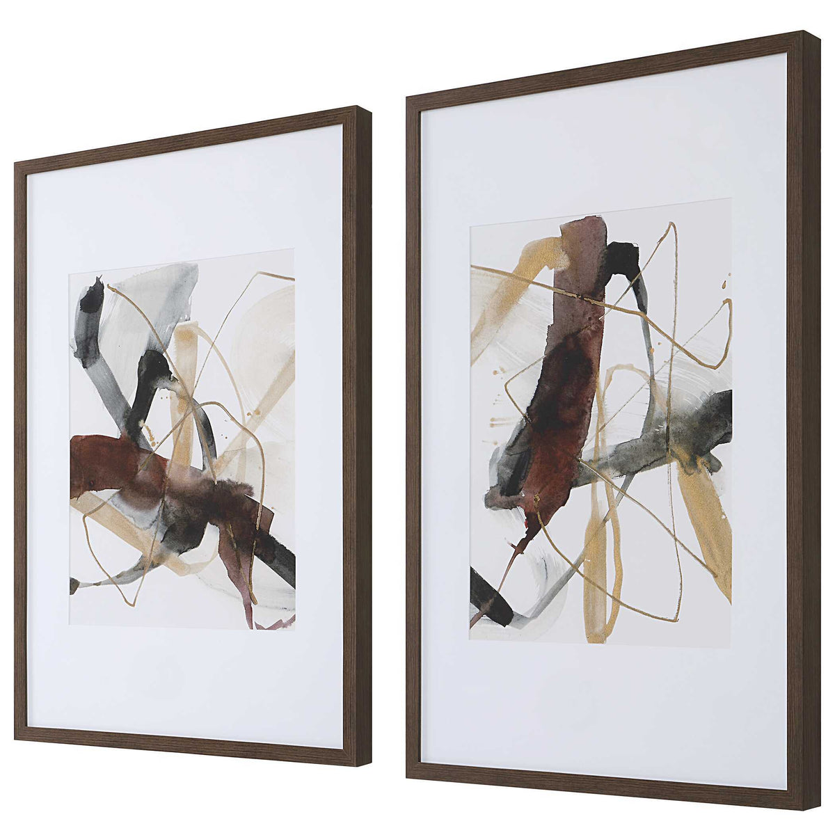 Burgundy Interjection Abstract Prints (Set of 2) - Dark Brown by Uttermost - View 4