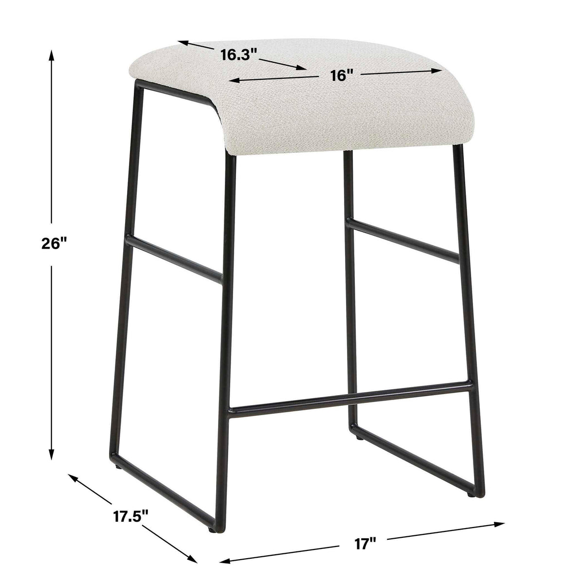 Arcane Counter Stool Ecru - Black / White by Uttermost - View 8