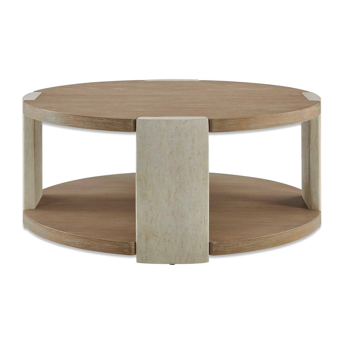 Maulet Round Coffee Table Off-White / Oak - Light Brown / Beige by Uttermost - View 1