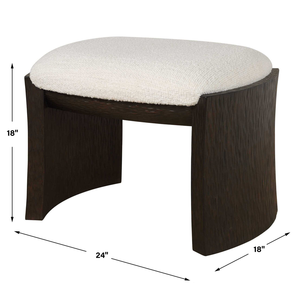 Port Small Bench Walnut / White - White / Dark Brown by Uttermost - View 8