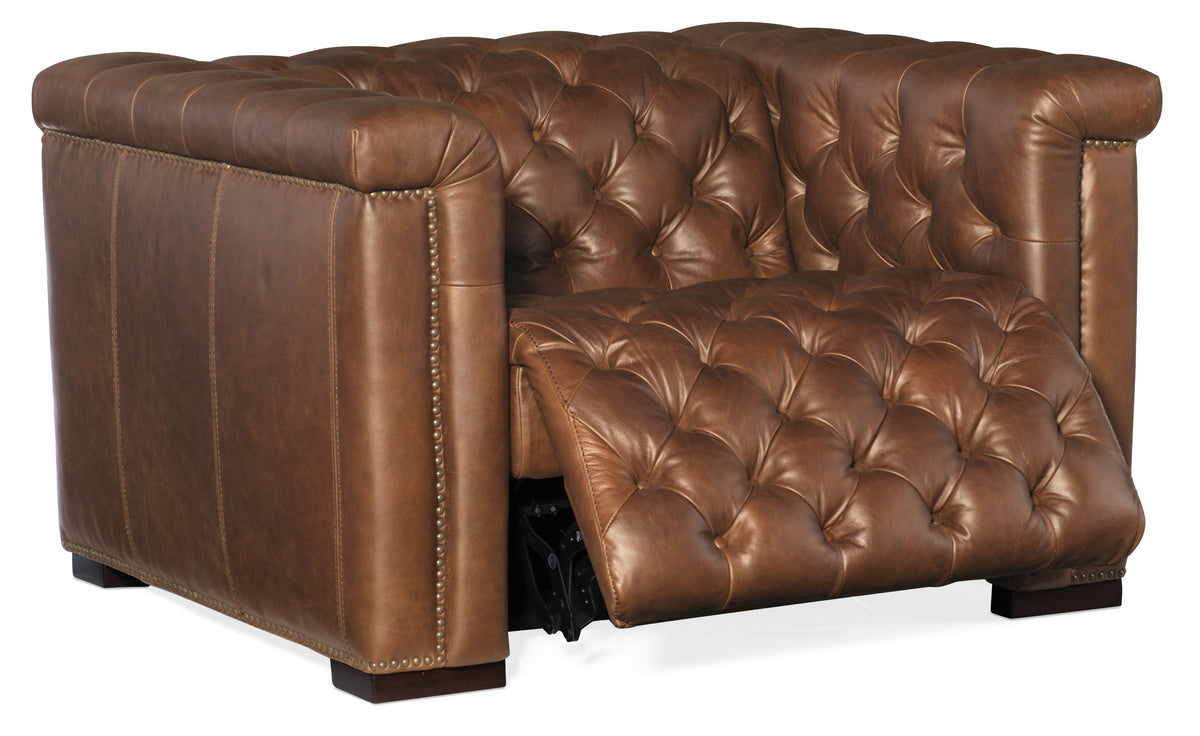 Savion Grandier Power Recliner With Power Headrest Saddlebag Lodge - Light Brown by Hooker Furniture - View 3