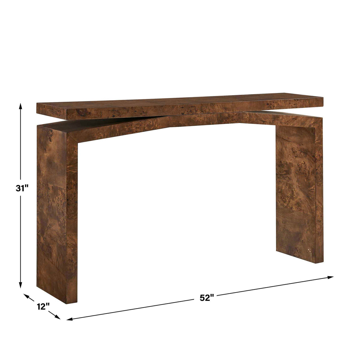 Naoko Burl Wood Console Table Woodtone - Dark Brown by Uttermost - View 3