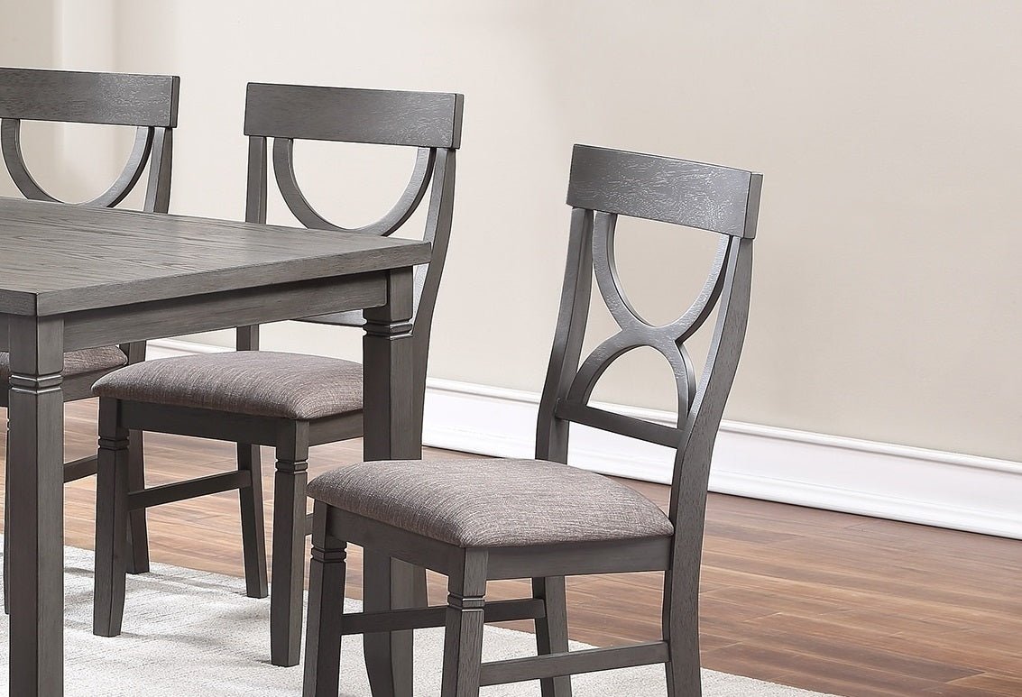 Dining Room Furniture 6pc Set Rectangle Table 4x Side Chairs and A Bench Grey Finish MDF Rubberwood | Home Elegance USA