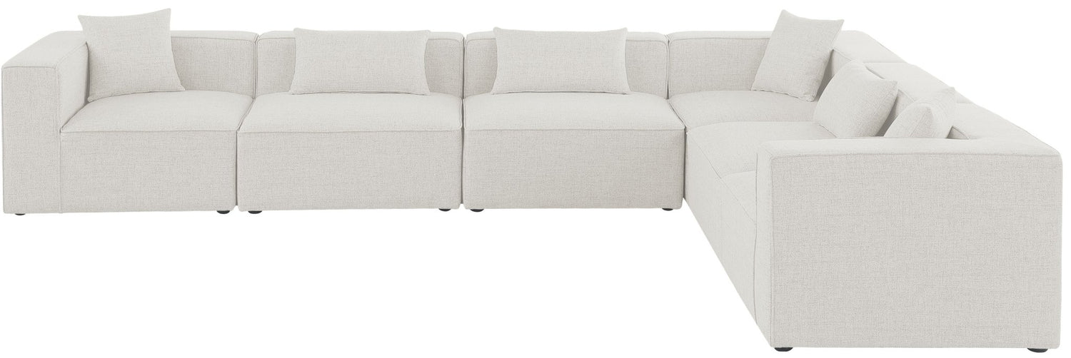 Cube - Modular Sectional 6 Piece - Cream - Fabric - Modern & Contemporary | Home Elegance USA