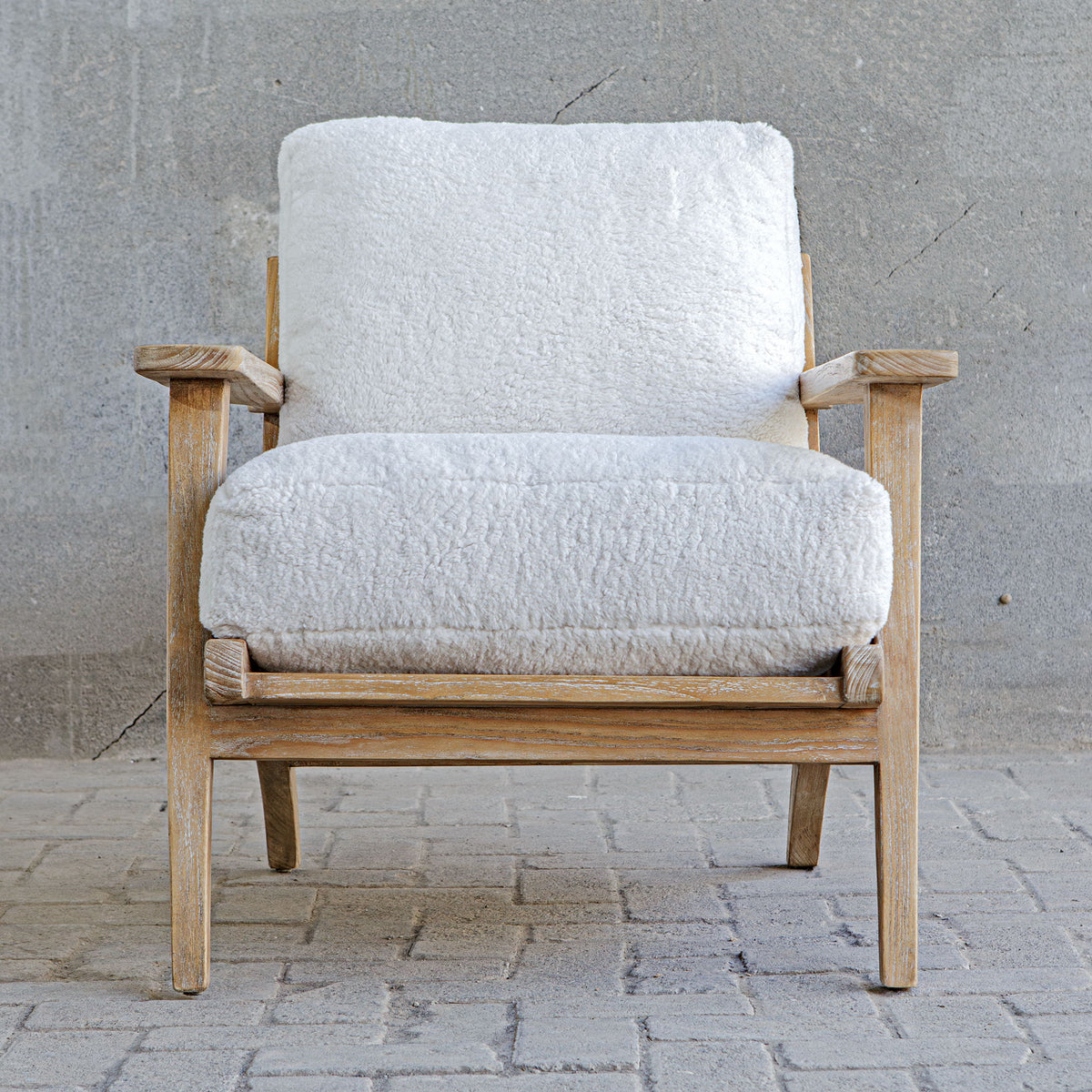 Laid Back Back Sheepskin Accent Chair - White by Uttermost - View 2