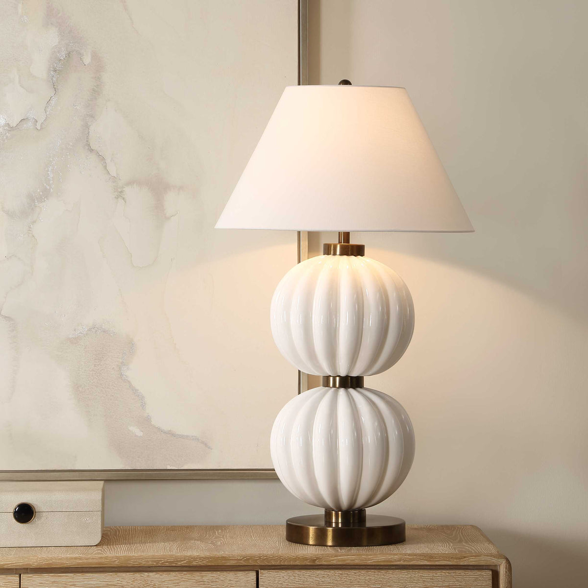Irena Sphere Table Lamp - White by Uttermost - View 2