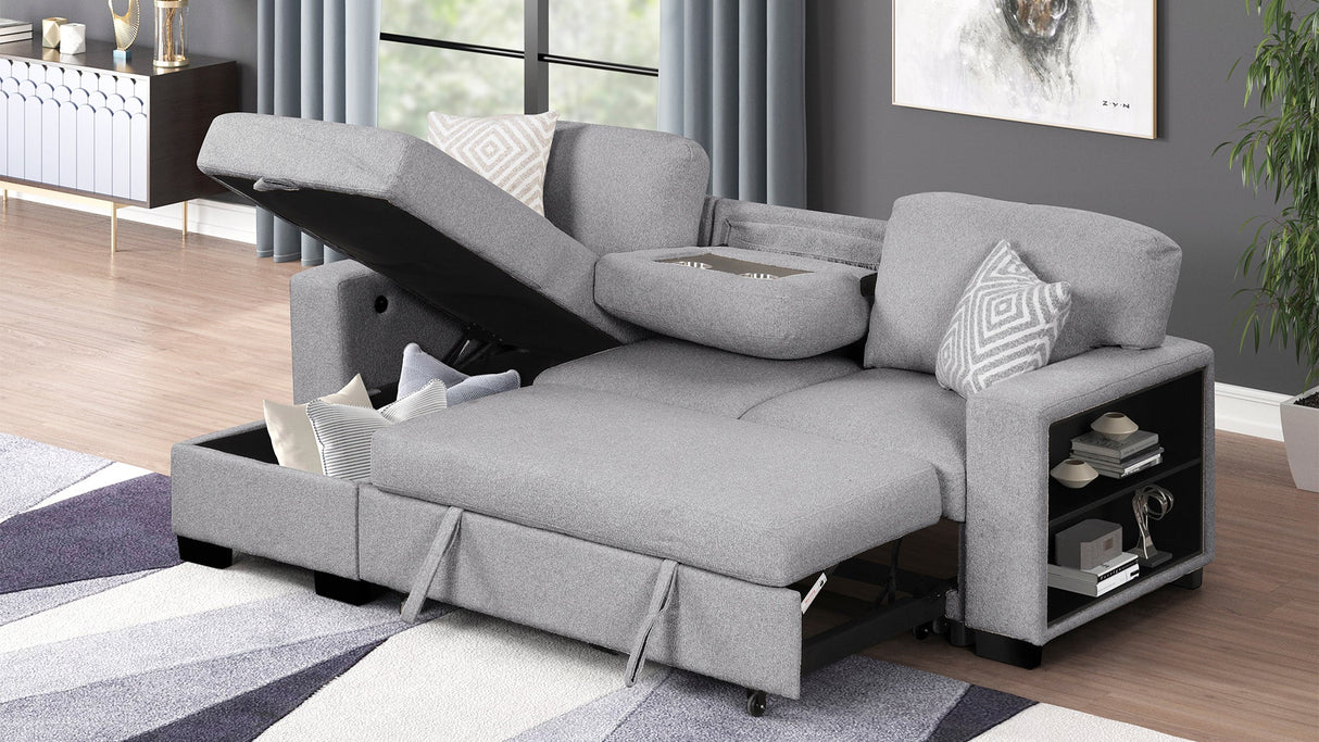 Pinto Modern Style Sectional Sofa Made with wood and Velvet Material in Gray (CA Inventory) - sold by Home Elegance USA